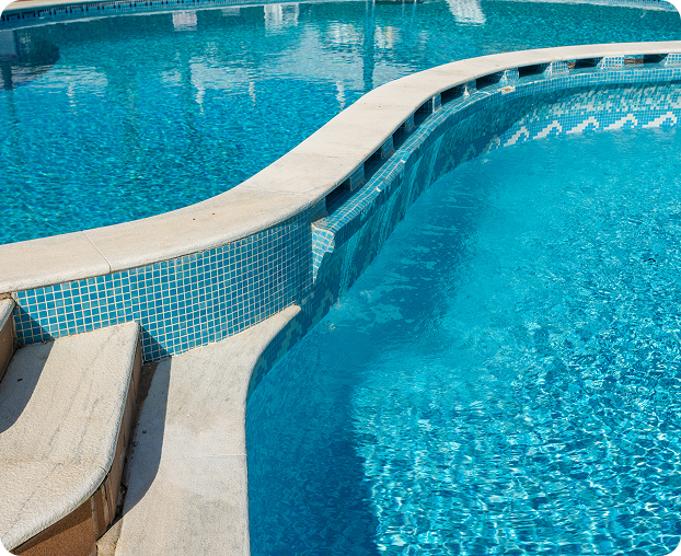 Sunny day by a sparkling pool